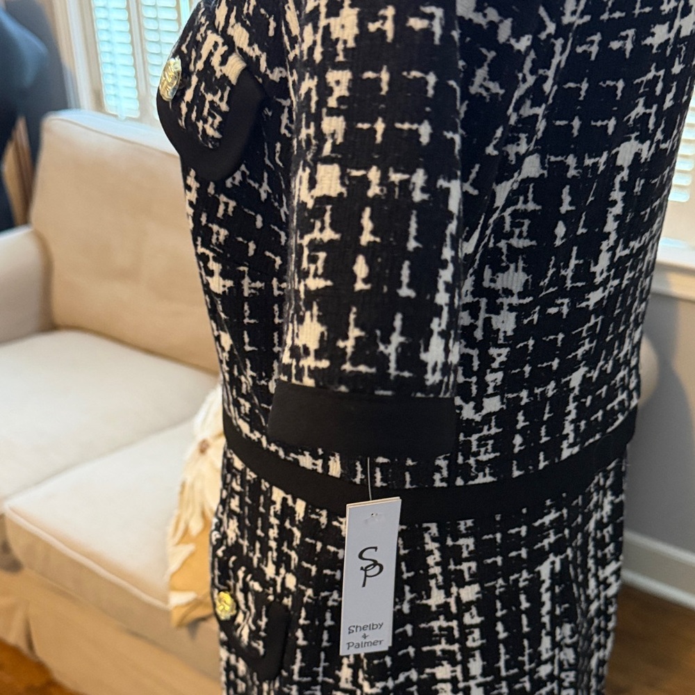 Lovely & Fab "Shelby & Palmer" Black & White Tweed Style Dress Timeless! Sz 6 - Picture 3 of 13